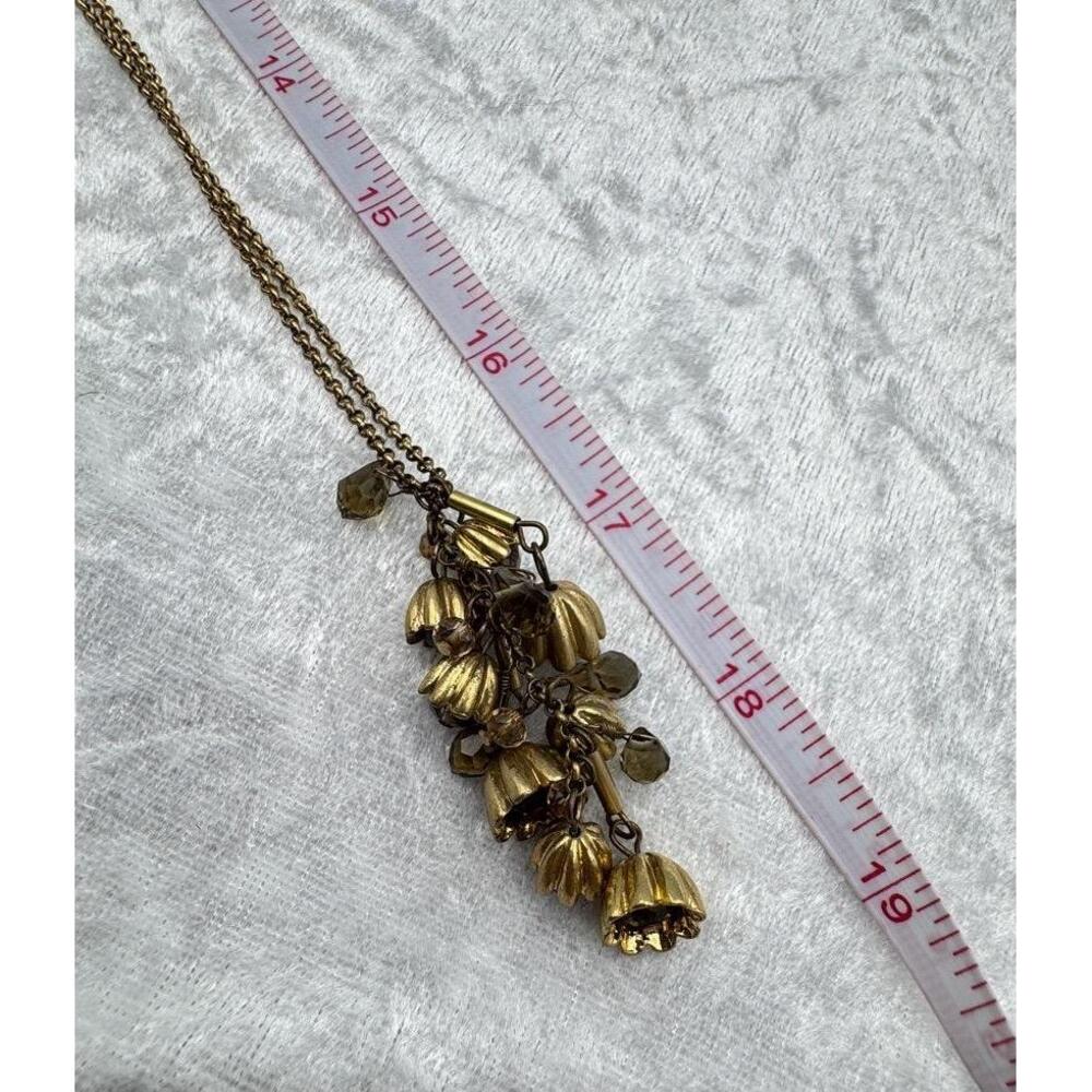 Loft Gold Tone Dark‎ Faceted Glass Bead Dangle Floral Necklace Boho Chic - Picture 4 of 9